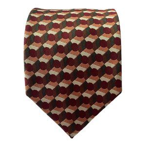 SEIGO Brown Geometric Silk Tie Hand Made In Japan 67"-3.75" EX COND